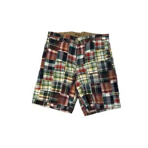 Madras Plaid Shorts Men's 35 Multicolor Patchwork Preppy Premium Quality